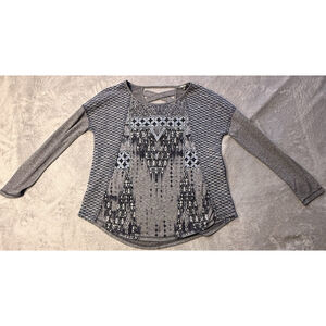 Miss Me Jeans Blue Long Sleeve Top Medium Grunge Boho Fall Studded Y2K Biker